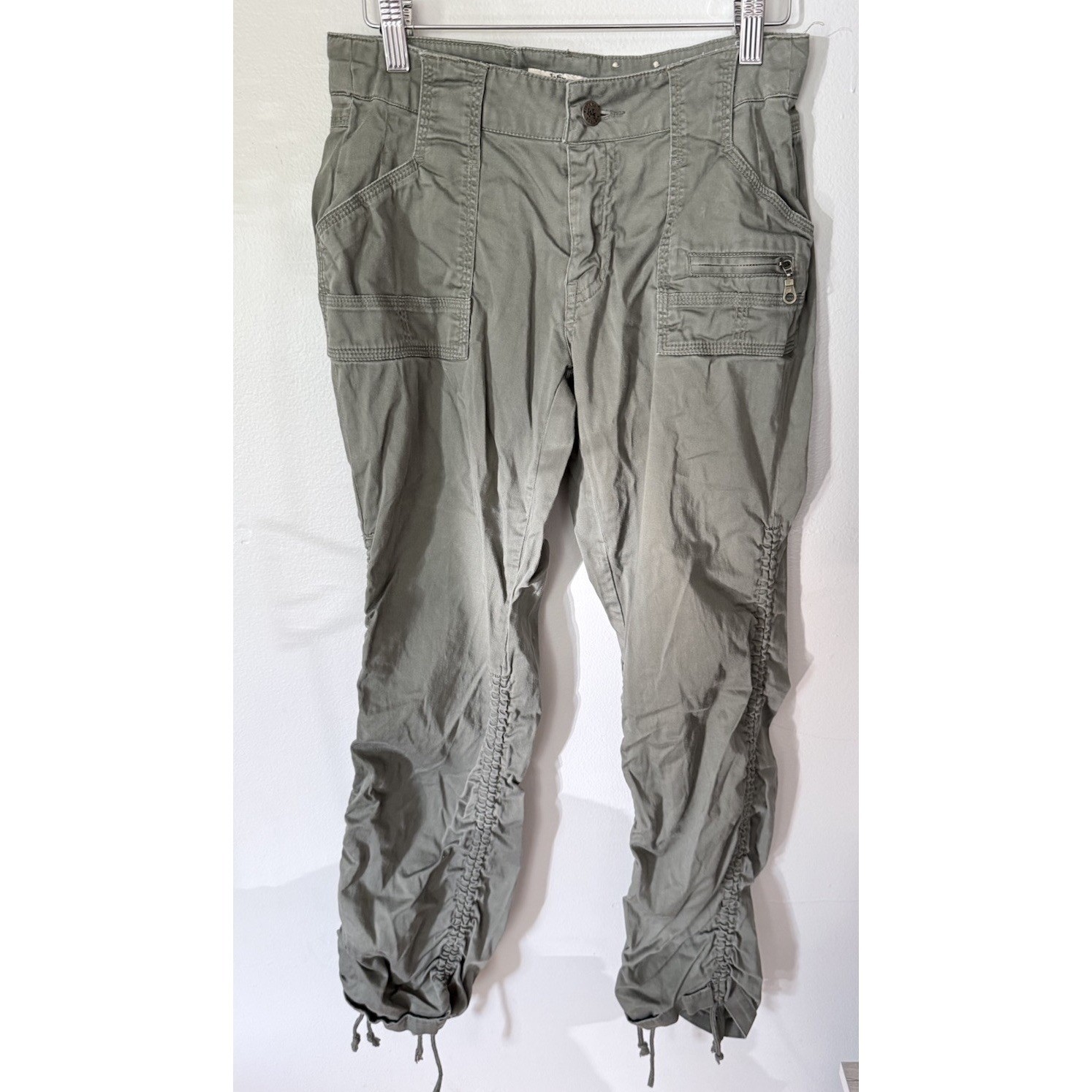 Vintage Y2K Parachute Pants Army Green Cargo Drawstring Waist Baggy 90s Style 7