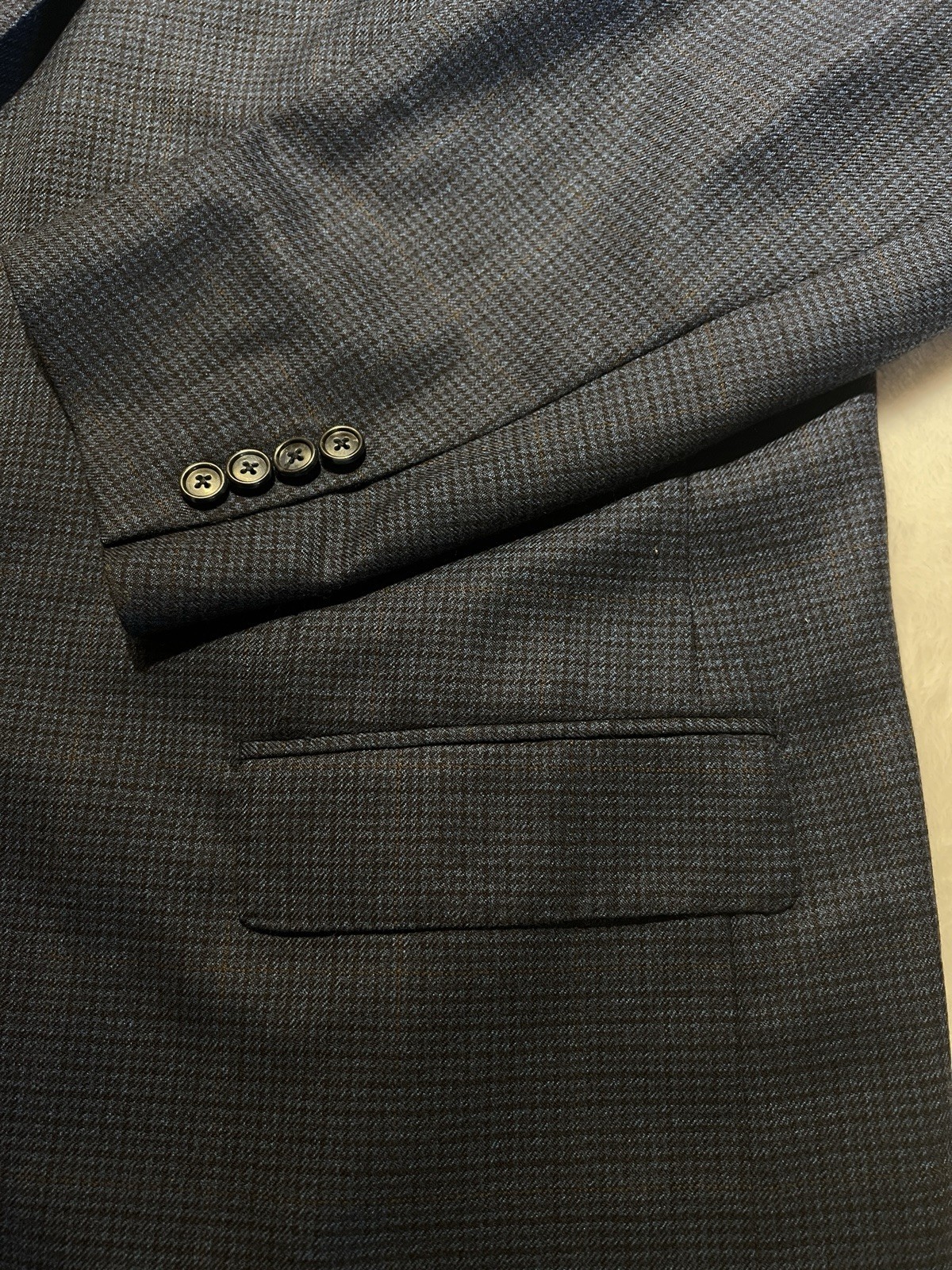 Corneliani Cashmere & Wool 50-52L Blue Houndstooth Plaid Sport Coat Blazer