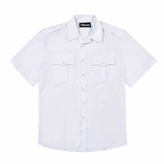 BLAUER 8421 MENS SHORT SLEEVE SHIRT COTTON BLEND WHITE