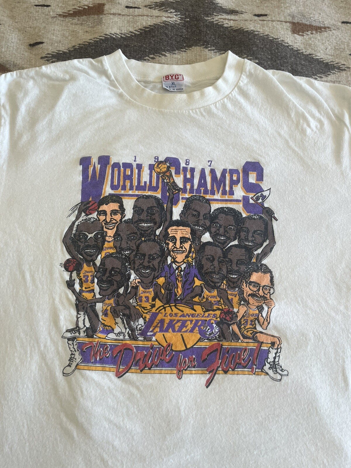 Vintage 1987 Lakers Championship Caricature Tee Shirt XL