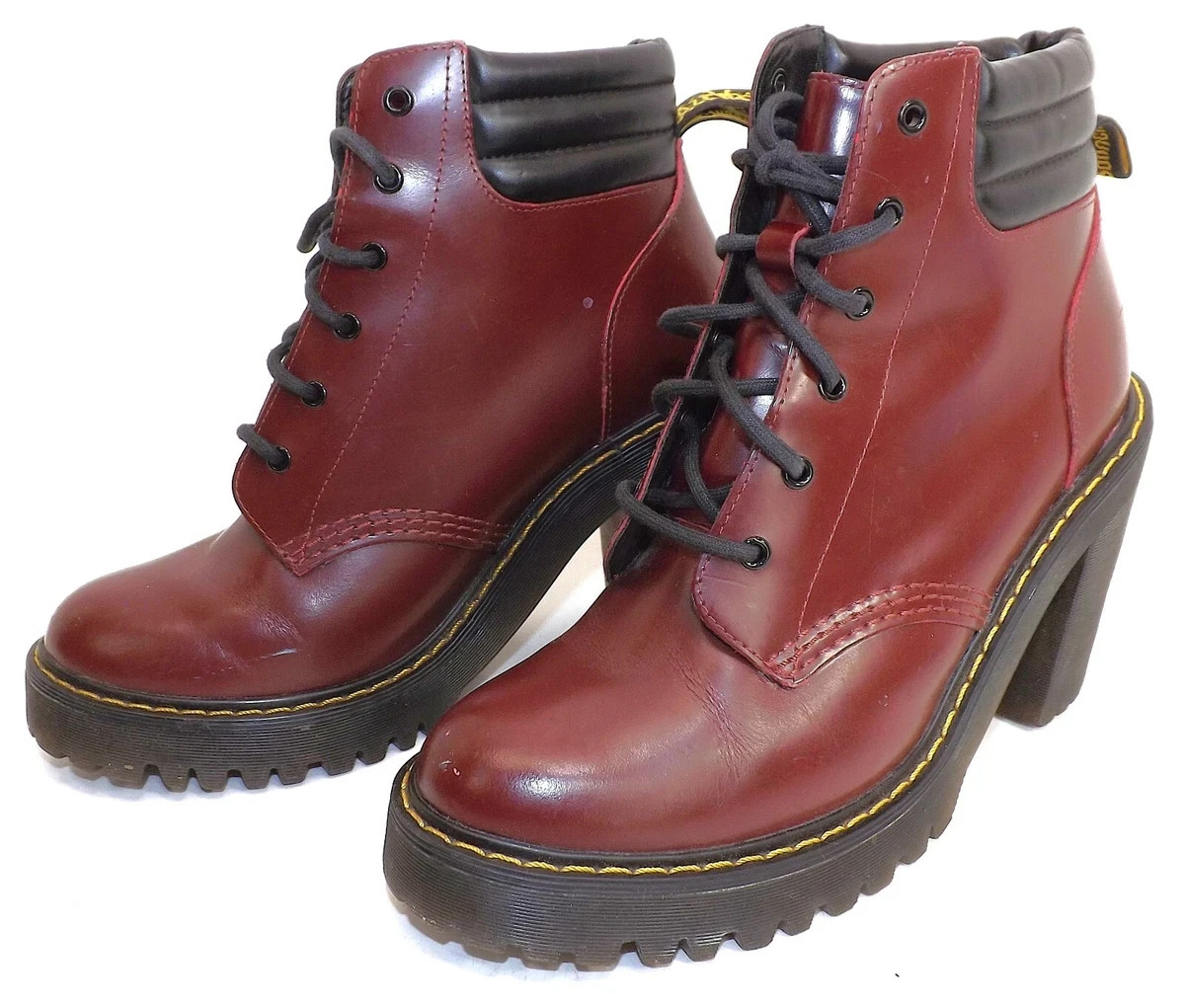 Dr. Martens PERSEPHONE Cherry Red 4″ High heeled Boots – Ladies Size 7