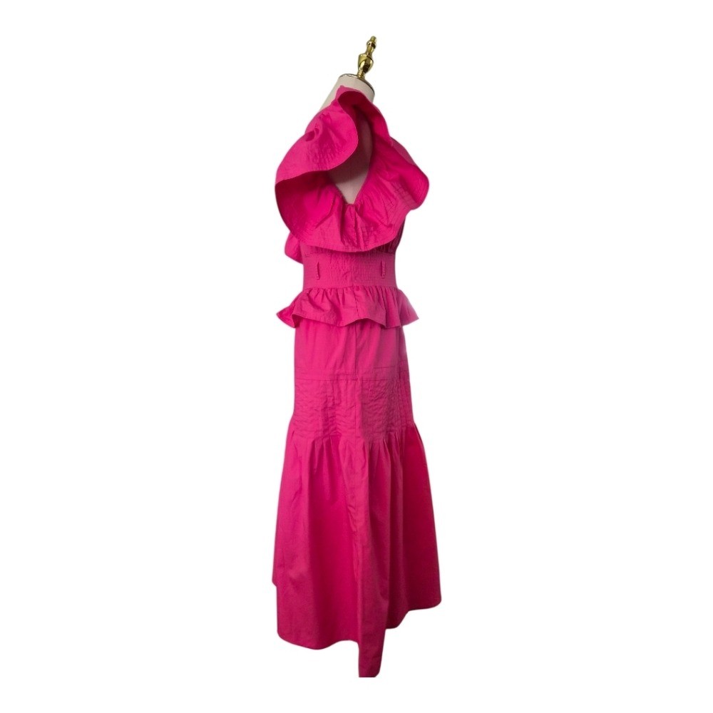 Wishlist Apparel Fuchsia Pink Ruffle Sleeve Peplum Midi Dress Women’s Small NWT