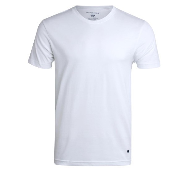 4 PACK LUCKY BRAND MENS SIZE L COTTON BLEND WHITE CREW NECK T-SHIRT UNDERSHIRT