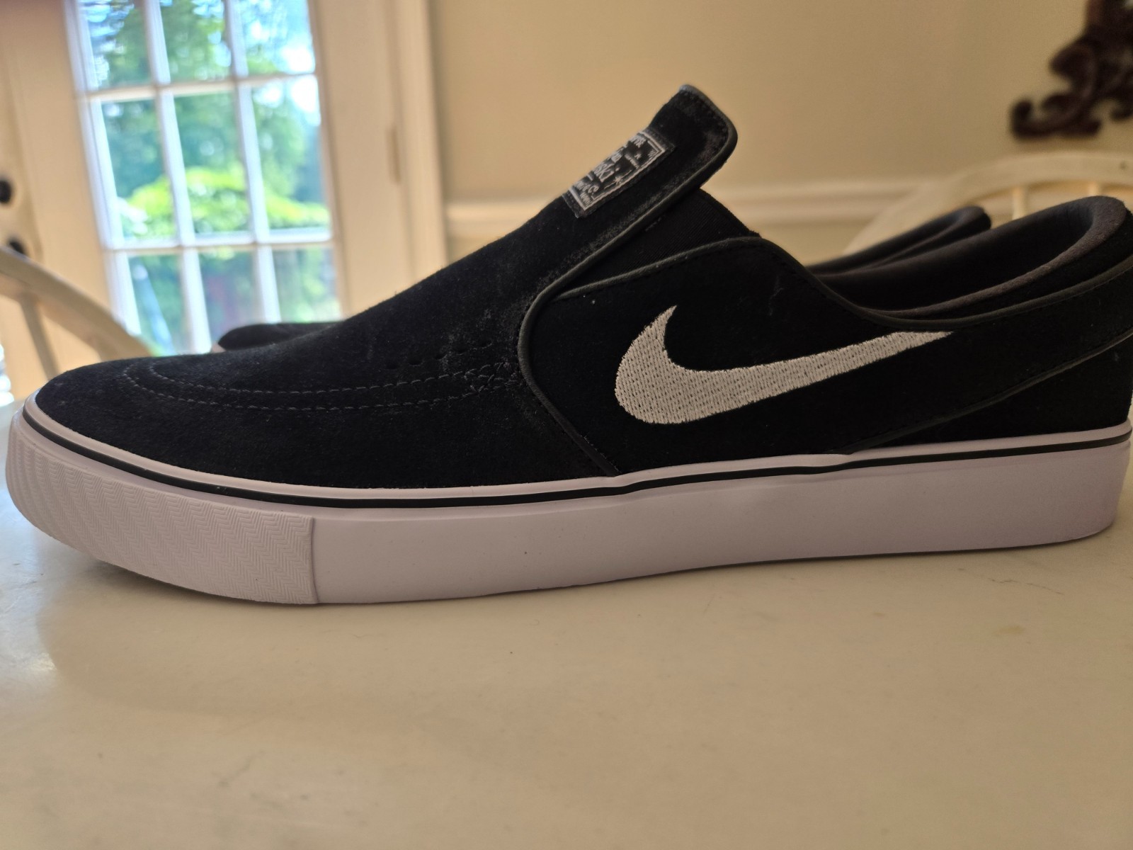 Nike SB Janoski+ Slip Black White Suede Sneaker FN5893-001 Mens Size 12