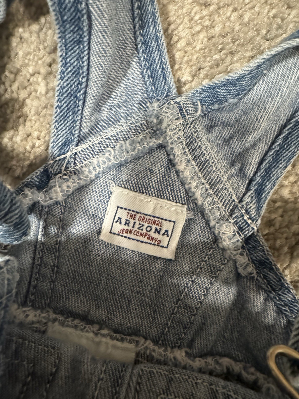 Arizona Jeans Company Blue Denim Overall Dress 18M Adjustable Straps Button