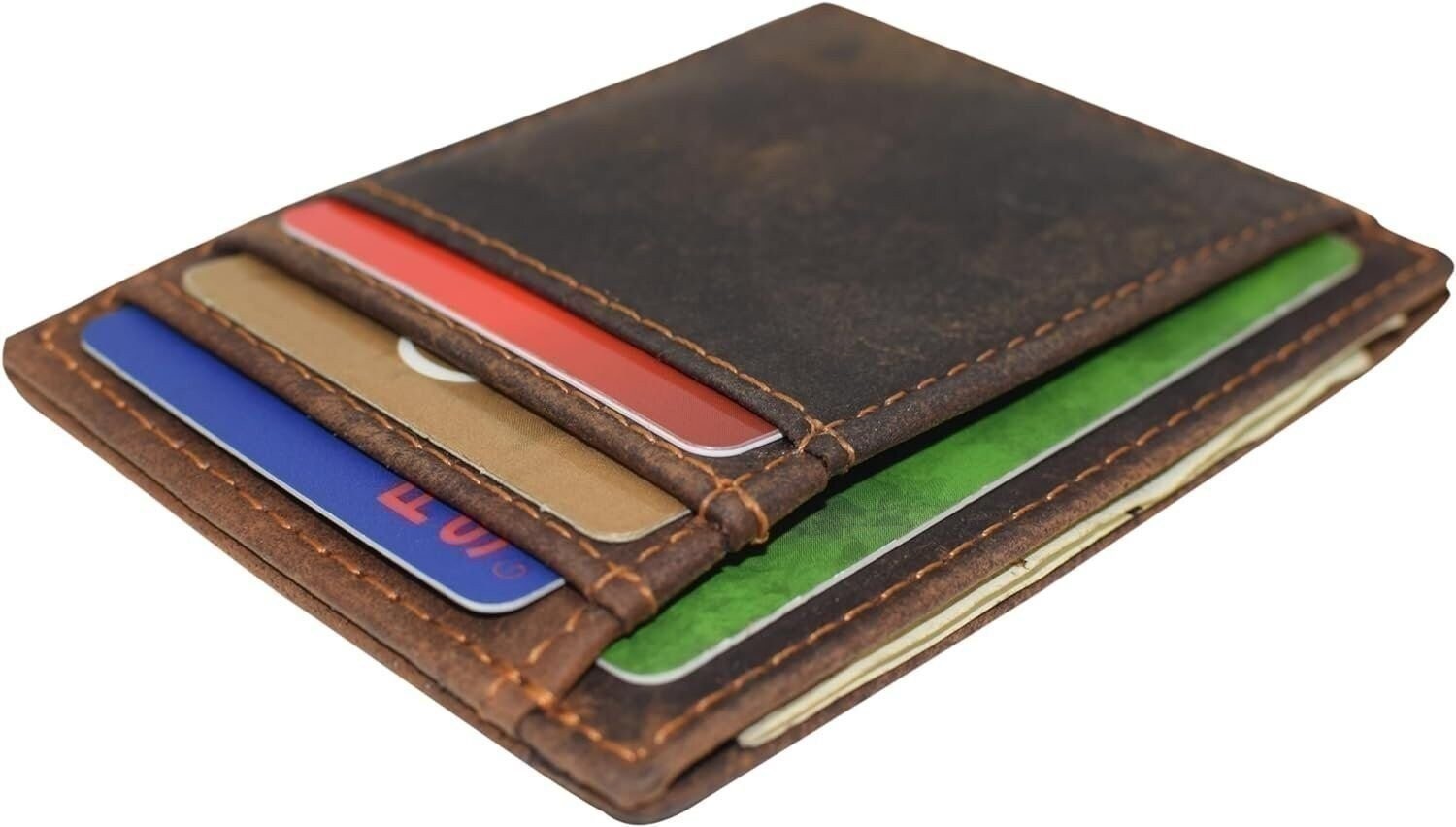 CAZORO Front Pocket Minimalist Vintage Leather Slim Wallet RFID Blocking…