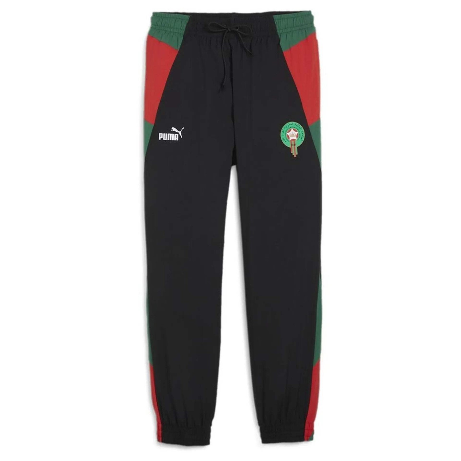 Puma Morocco Football Men’s Woven Track Pants Black Red Green Supporter BNWT