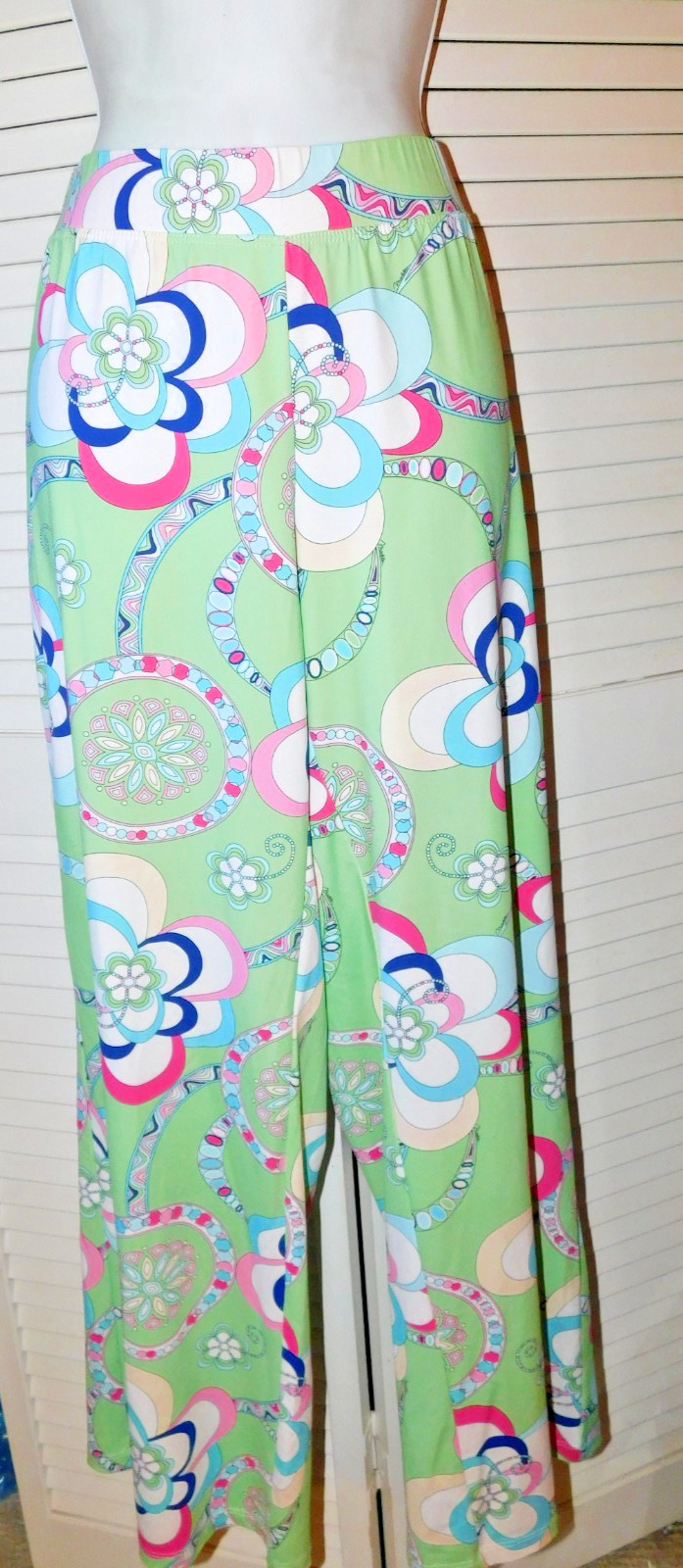 Melly M Size L Multicolor Stretch Nylon Span Knit Elastic Waist Womens Pant