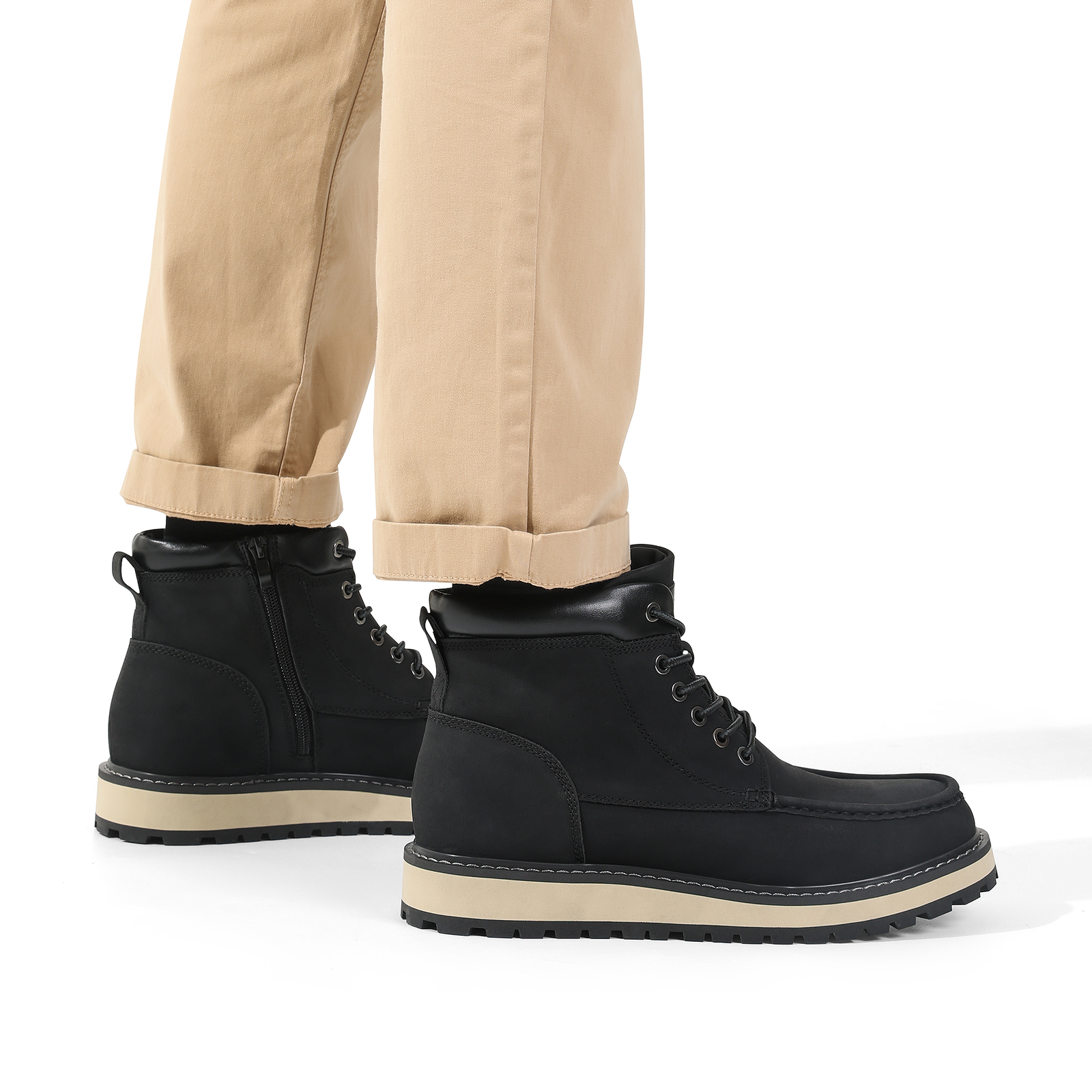 Men’s Moc Toe Boots Comfortable Lightweight Formal Casual Wedge Boots Shoes