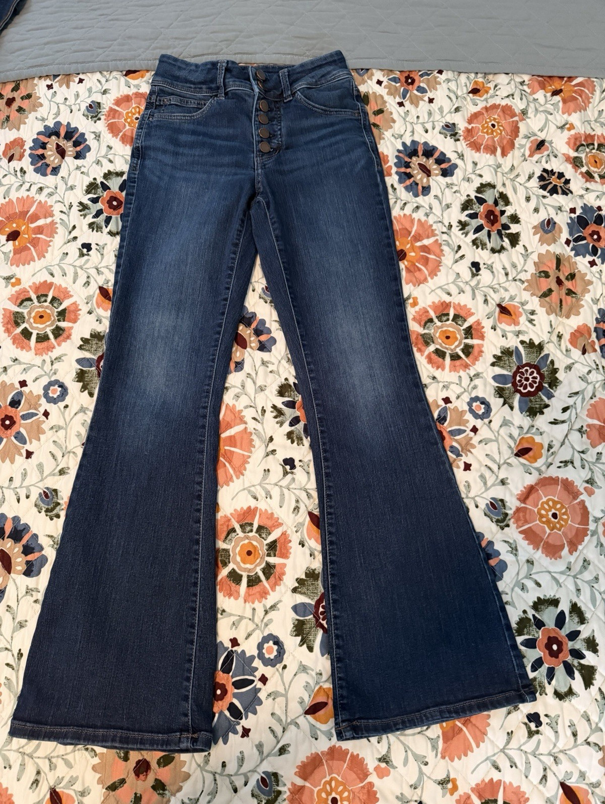 maurices Women’s Flared Jeans Blue Medium Wash High Rise Stretch 5-Pocket 2P