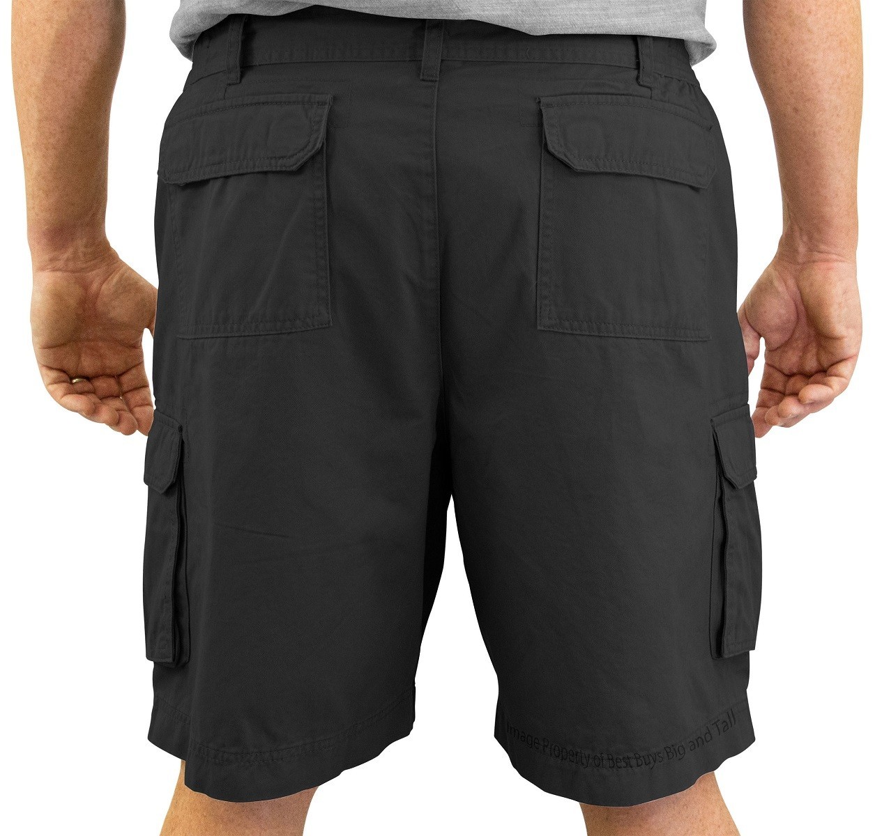 ROCXL Cargo Shorts with Expandable Waist Back Pocket Flaps – BLACK Size 68