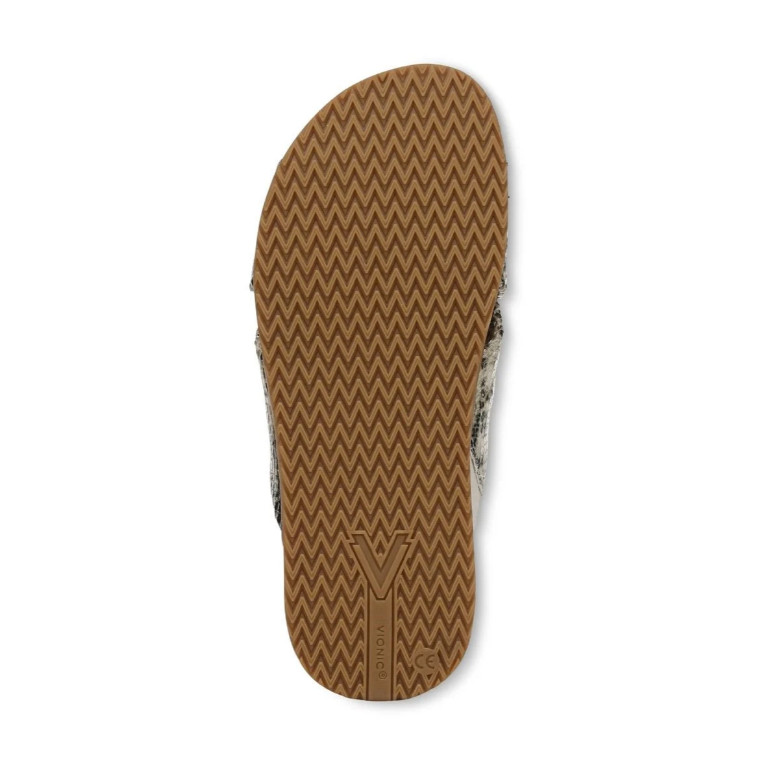 Vionic’s Etna Slide Sandal, Cream Snake Print Leather
