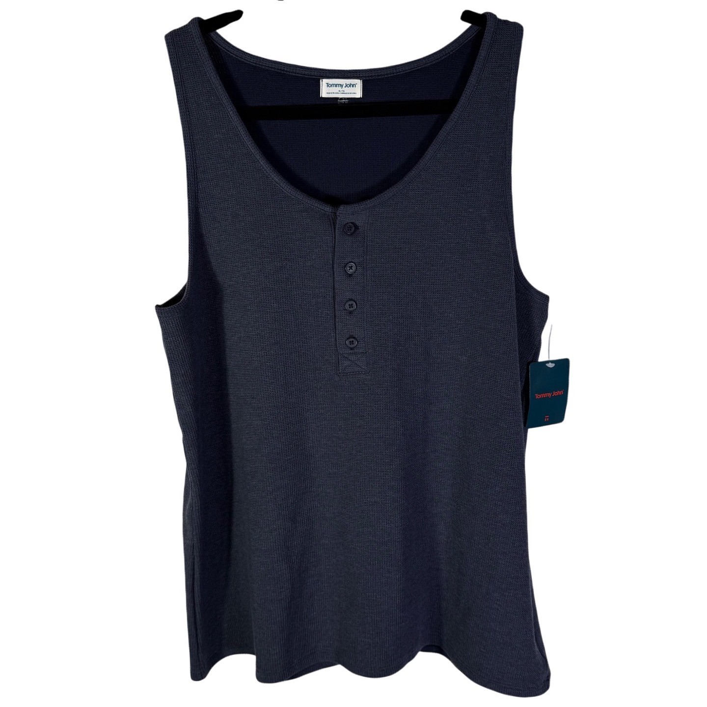 NWT Tommy John Womens Waffle Henley Lounge Tank Top Night Sky Blue XL 010008
