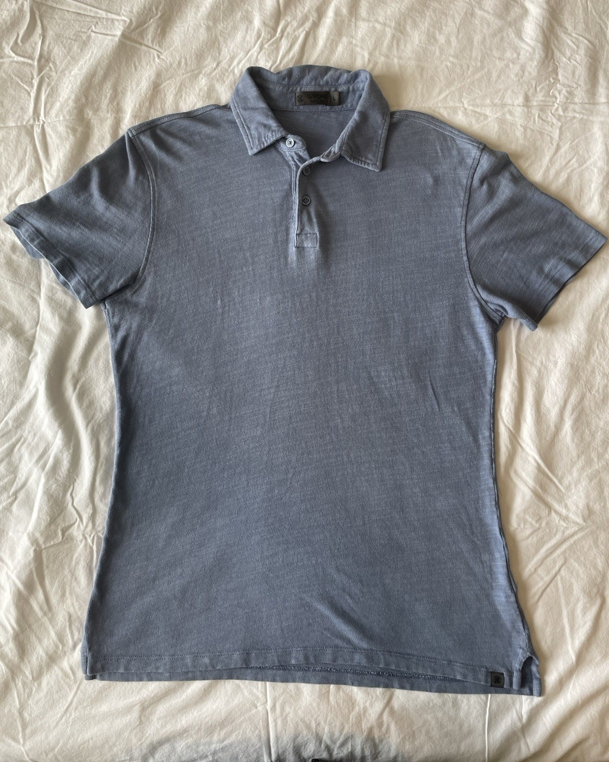 GFORE Mens Clubhouse Cotton Golf Polo Shirt L Large Blue Heathered Slub G4MF22K1