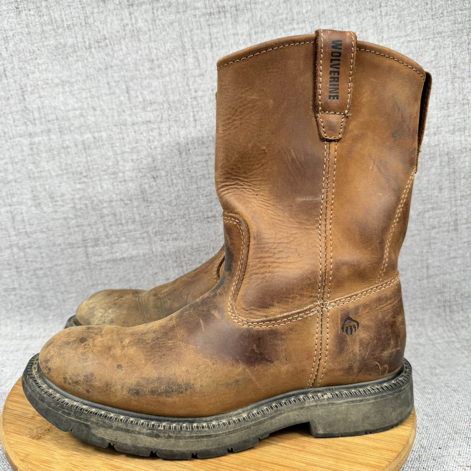 Wolverine Boots Mens 8 W Wellington Pull On Brown Leather Work Soft Toe W04727