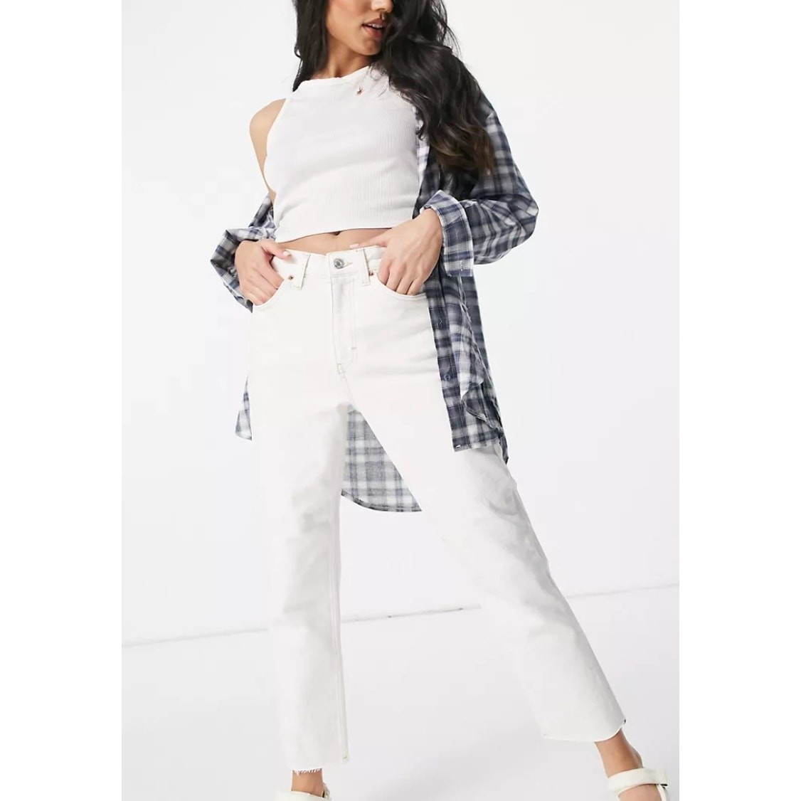 NWT Topshop Straight Jeans Off-White High Waist Women’s 10/32