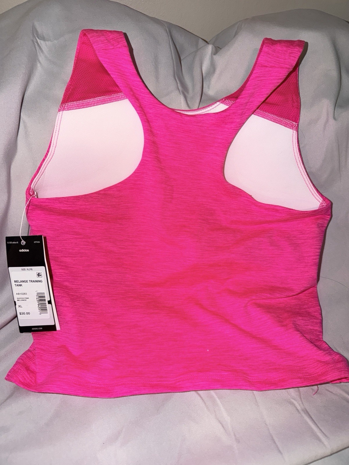 adidas Melange Training Tank Women’s XL Pink Racerback Scoop Neck Stretch