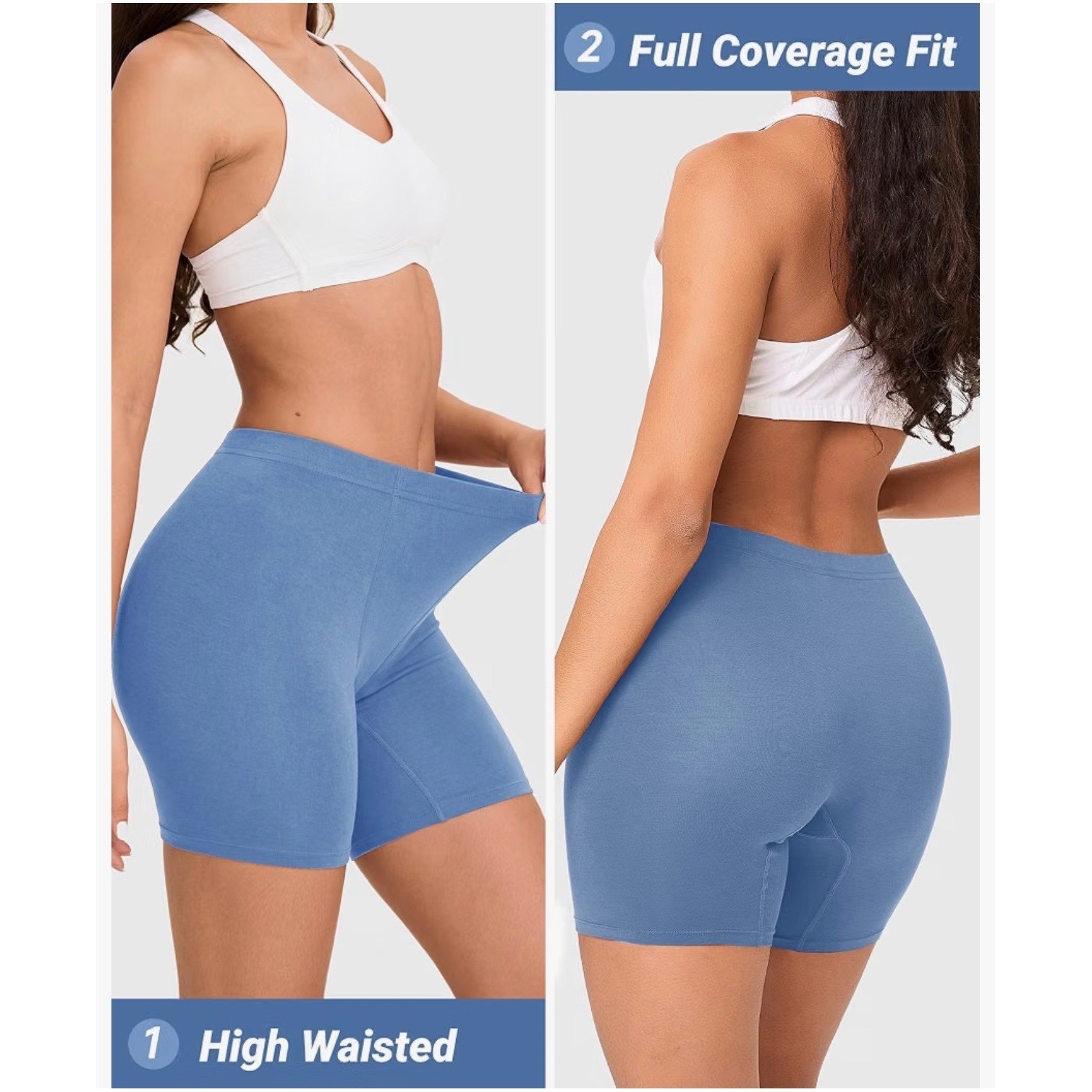 Bamboo Cool Womens Boxer Briefs 4 Pack Multi Color High Waisted Bamboo Viscose M