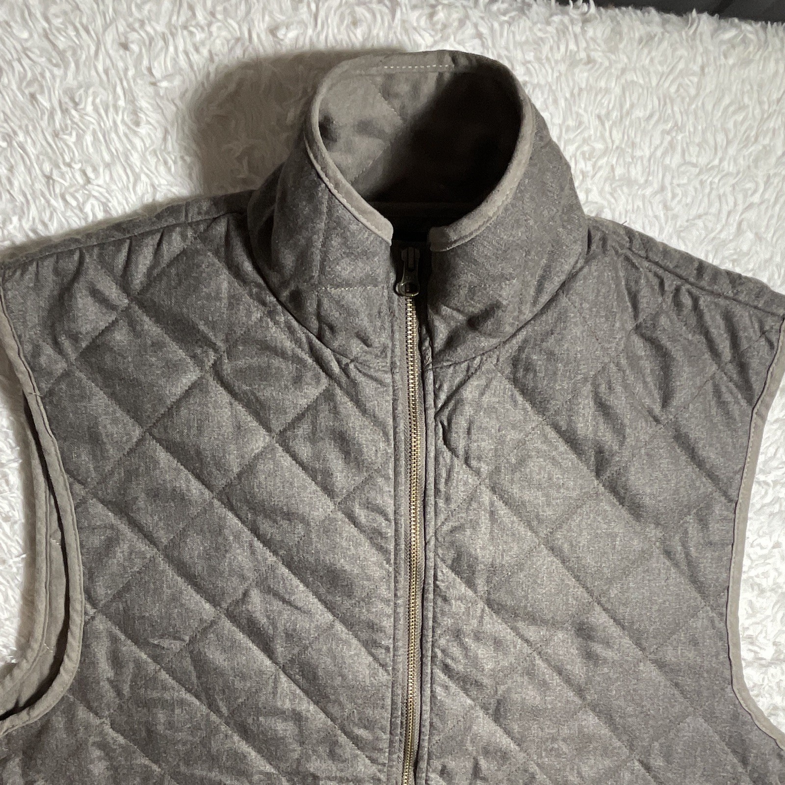 Southern Marsh Men’s Gray Quilted Full Zip Vest Stand-Up Collar Pockets M
