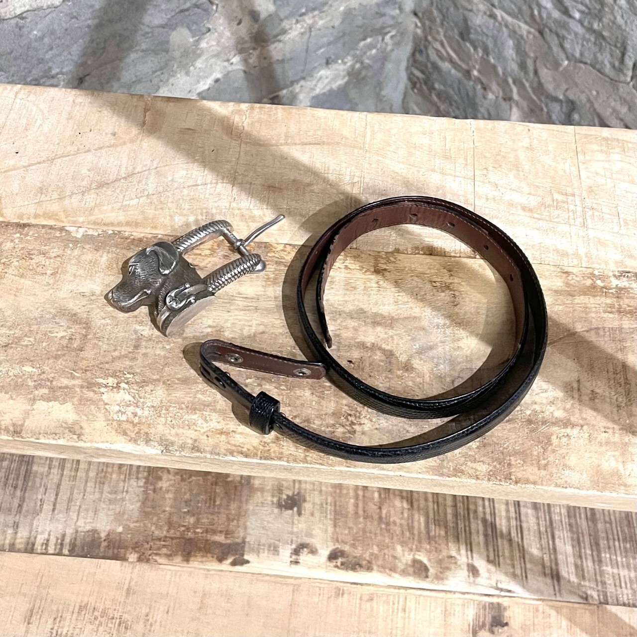 Barry Kieselstein-Cord Black Lizard Dog Buckle Belt – 75cm