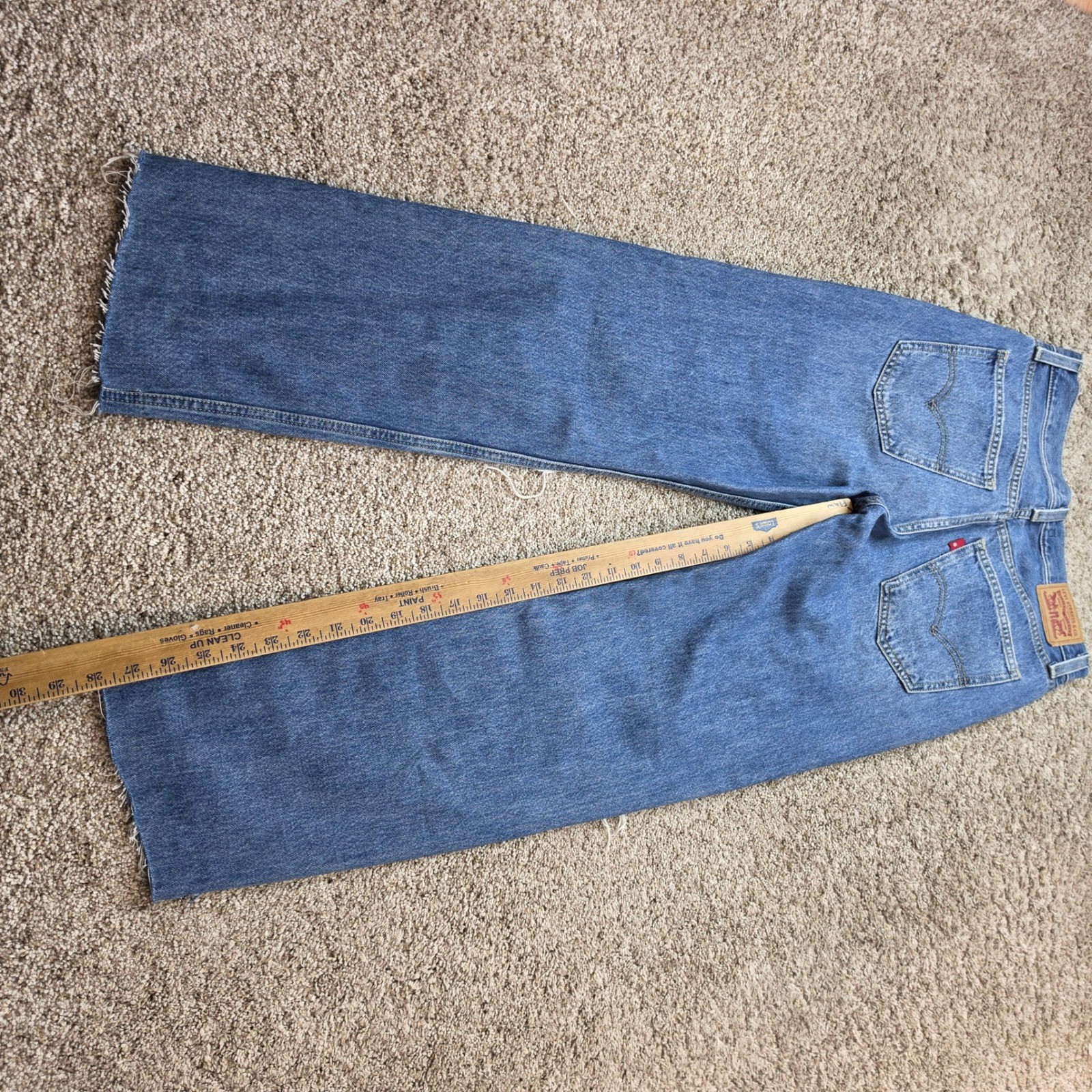 Levi’s Low Pro Straight Jeans Womens 26 Blue Cotton Distressed Raw Hem 90s Style