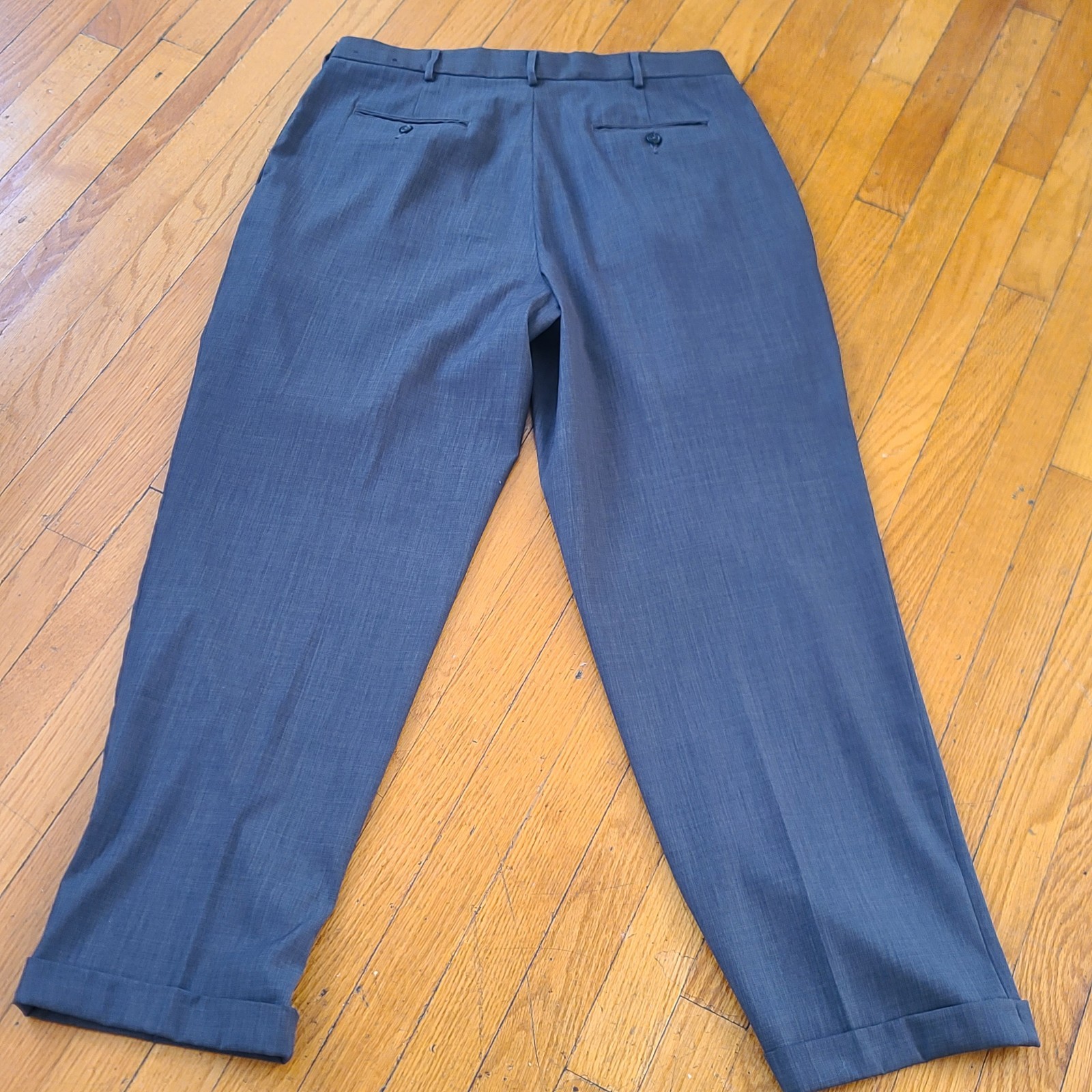 VTG Pleated Perry Ellis Portfolio Men’s 36×32 Polyester Blend Gray Dress Pants