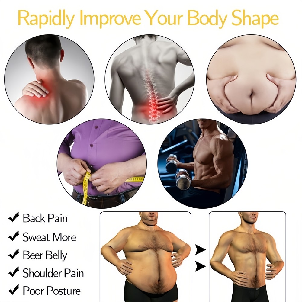 Men Gynecomastia Compression Tank Top Sauna Sweat Vest Fitness Body Shaper Belt
