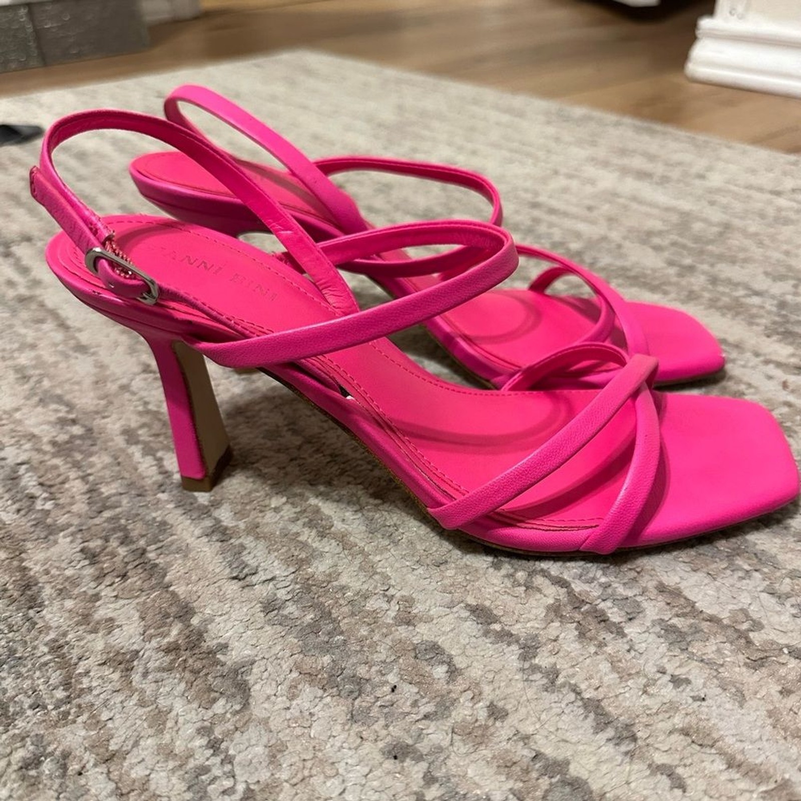 Gianni Bini Hot Pink Square Toe Strappy Heels