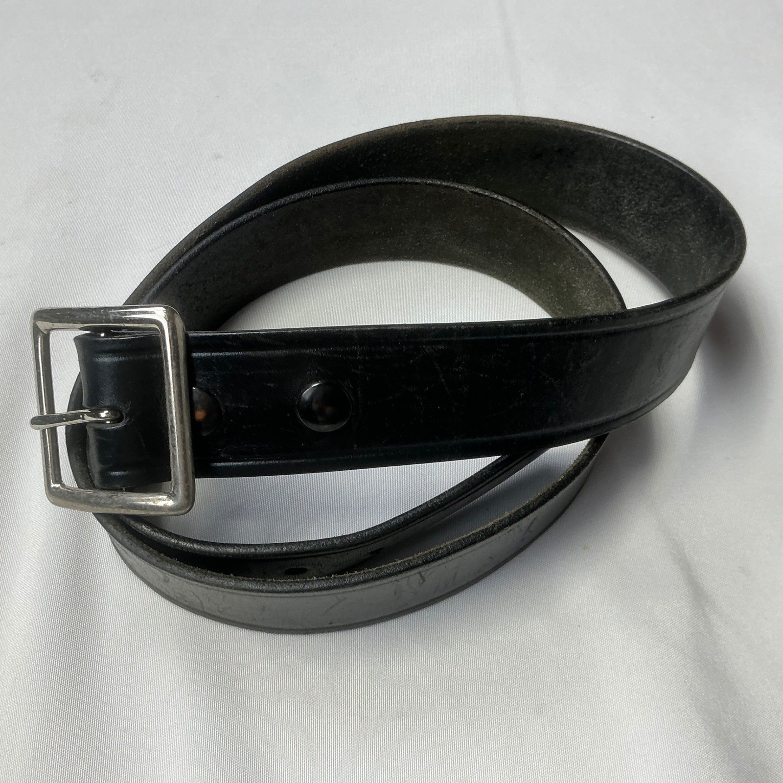 Goulds & Goodrich Black Leather Belt Silver Buckle Mens Size 42 107CM