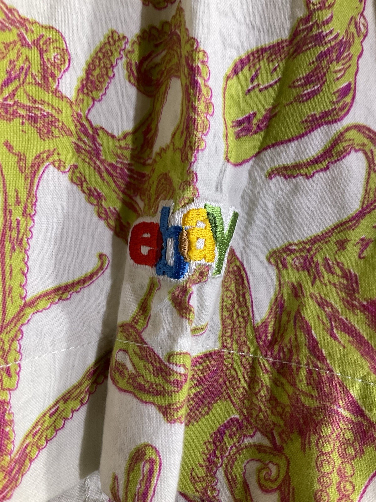 EBAY store Embroidered Logo Octopus Short Sleeve Button Down Shirt Size XL