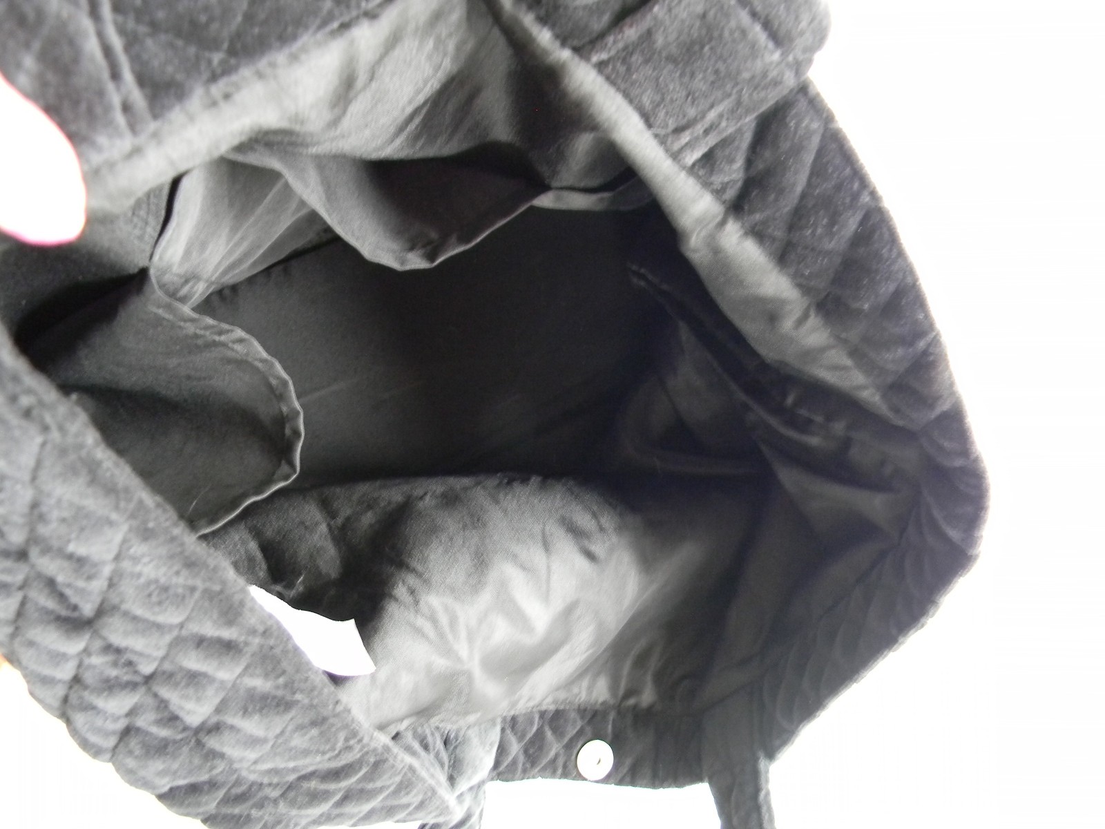 LILY & FAYE BLACK VELVET QUILTED LARGE TRAVEL WORK TOTE