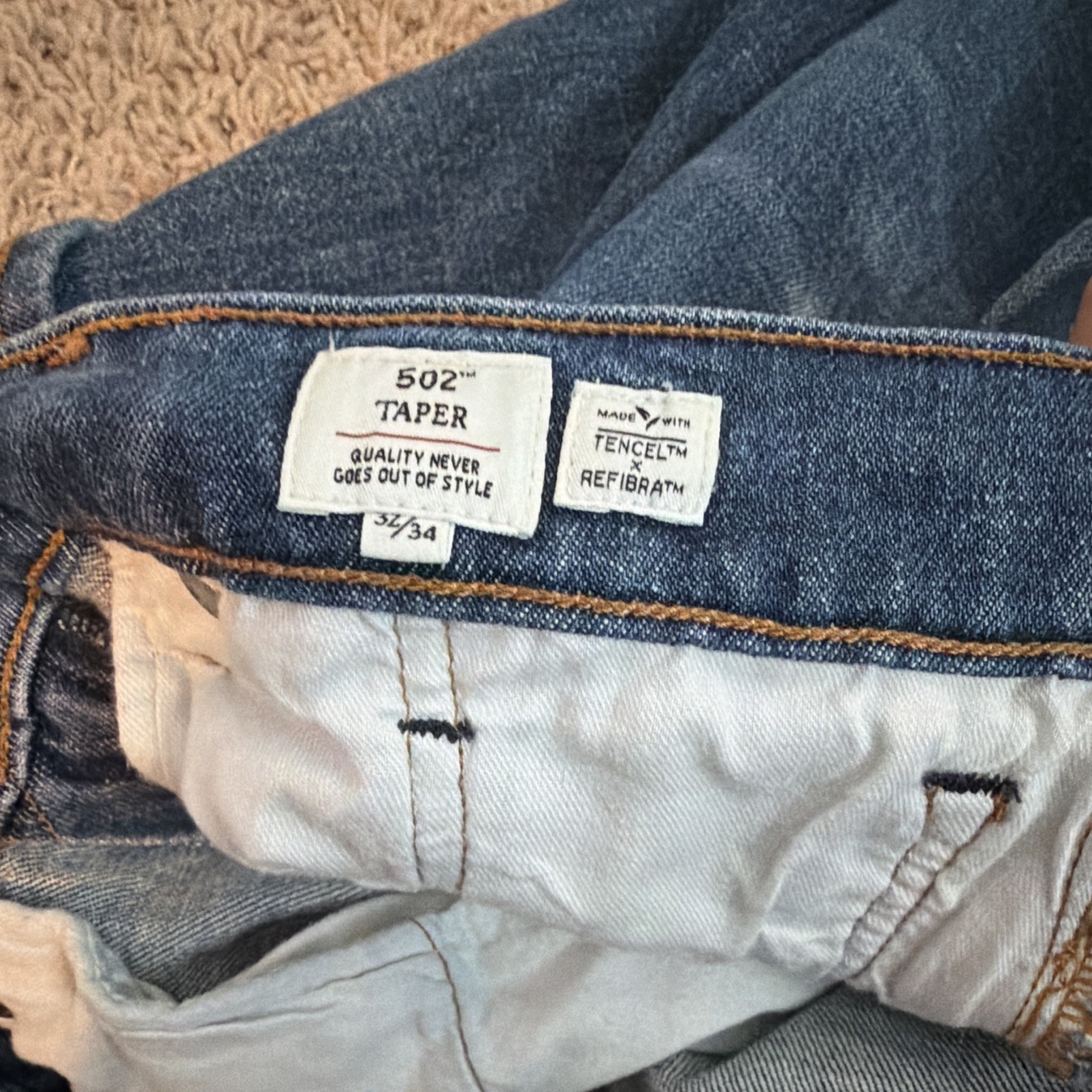 Levi’s Made & Crafted Men’s 502 Taper Blue Denim Jeans TENCEL 32×34 Selvedge