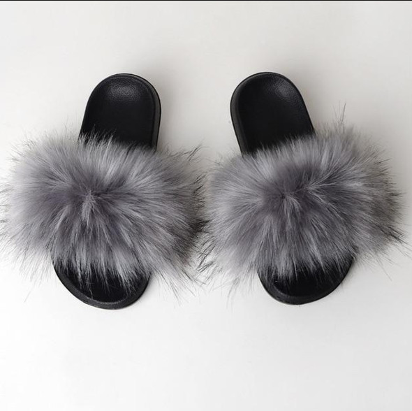 Faux Fur Slides Fuzzy Fluffy Slippers Flat Soft Sandals Open Toe – US Seller
