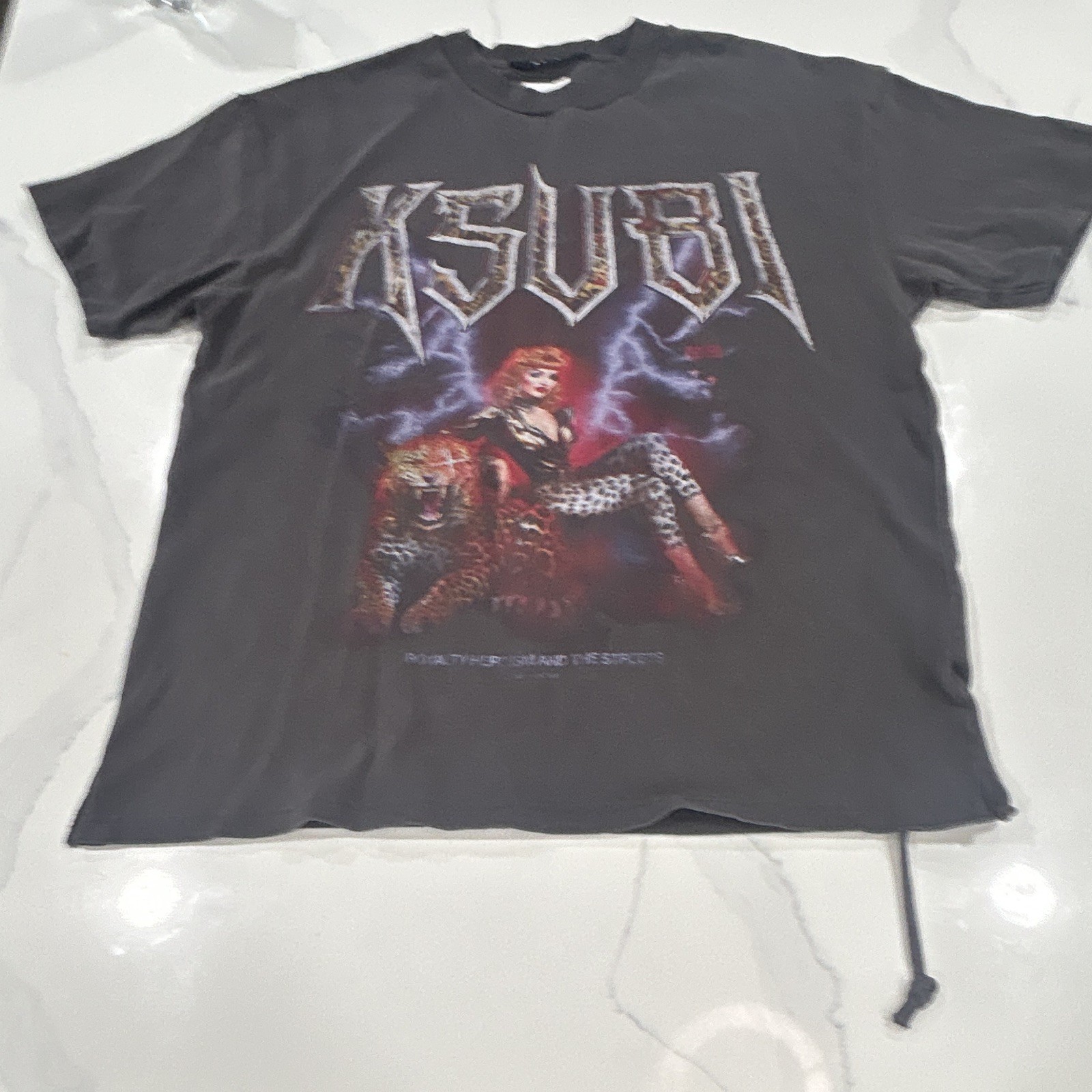 Ksubi Gray Leopard Logo Graphic Crew Neck Vintage T-Shirt Men’s XS