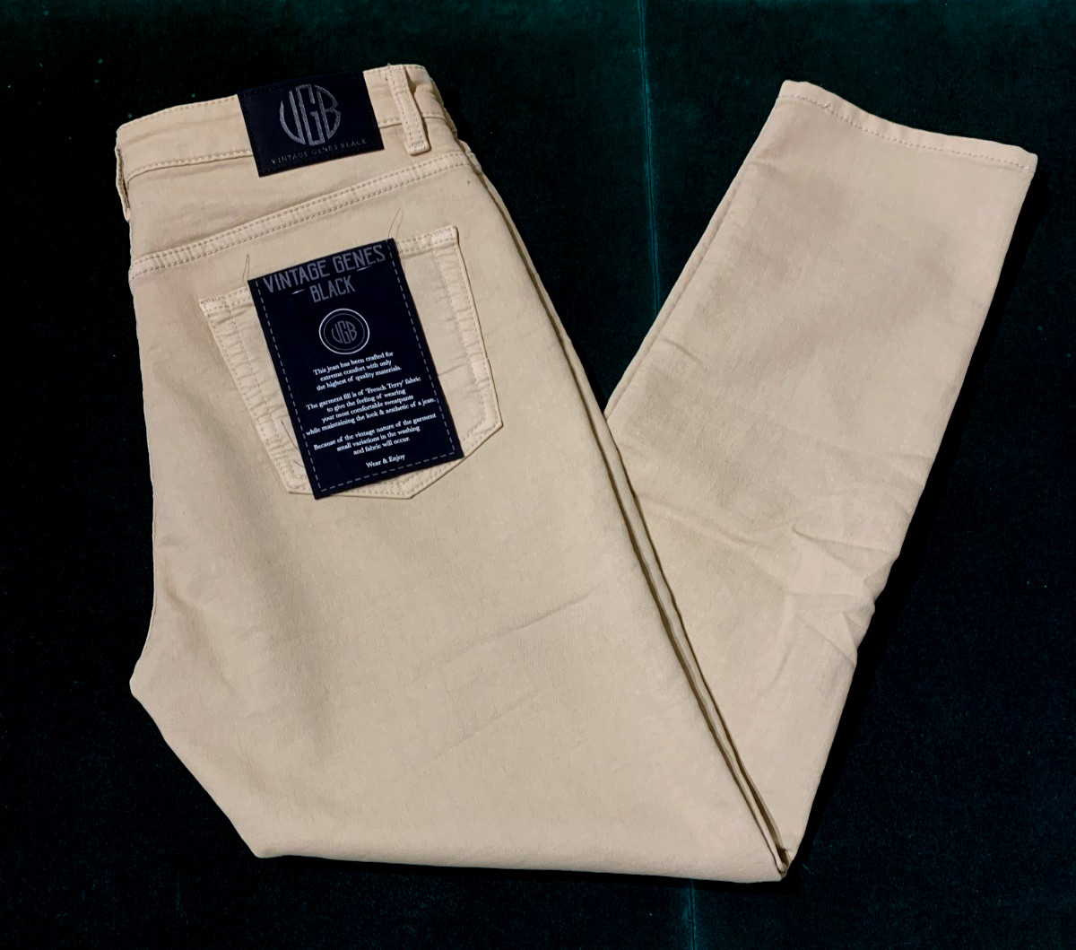 VGB Vintage Genes Black Mens Slim Fit Comfort French Terry Denim Jeans All Size