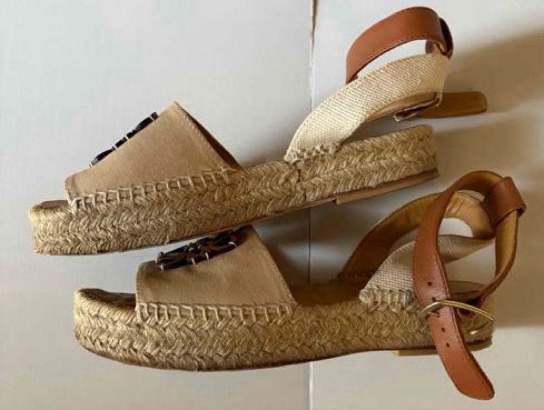 LOEWE [Espadrille Sandals] Anagram Beige Brown Women’s Size 37