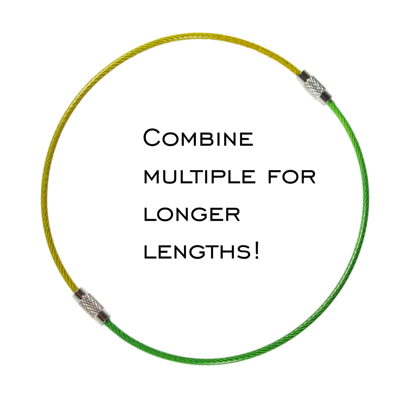 30pc Colored PVC Coated Wire Keychain 4/6.3/7.9 Inch Cable Key Ring Loops