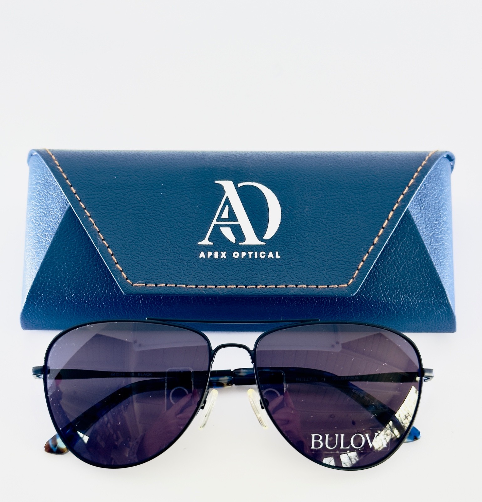 NEW BULOVA GOLD RIVER BLACK Mens Aviator Full Rim Sunglasses 56-14-135 B:41