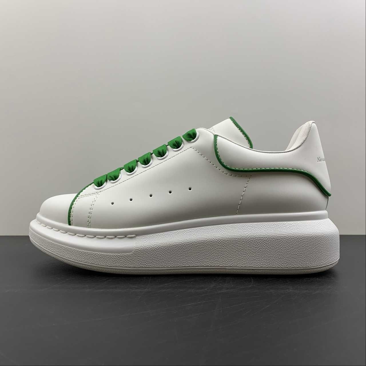 Alexander McQueen Oversized Sneaker White Green Piping & Wide Laces Unisex Leath