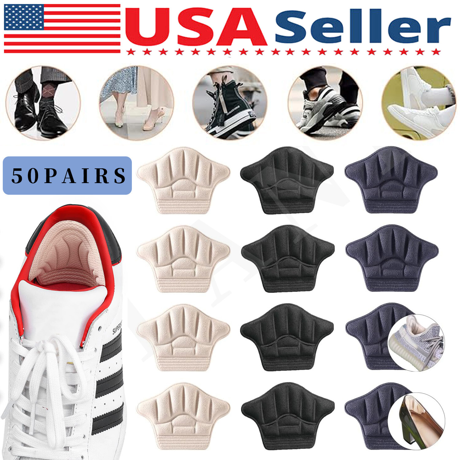 Heel Grips for Loose Shoes Heel Cushion Pads No-Slip Shoe Inserts Half Wholesale