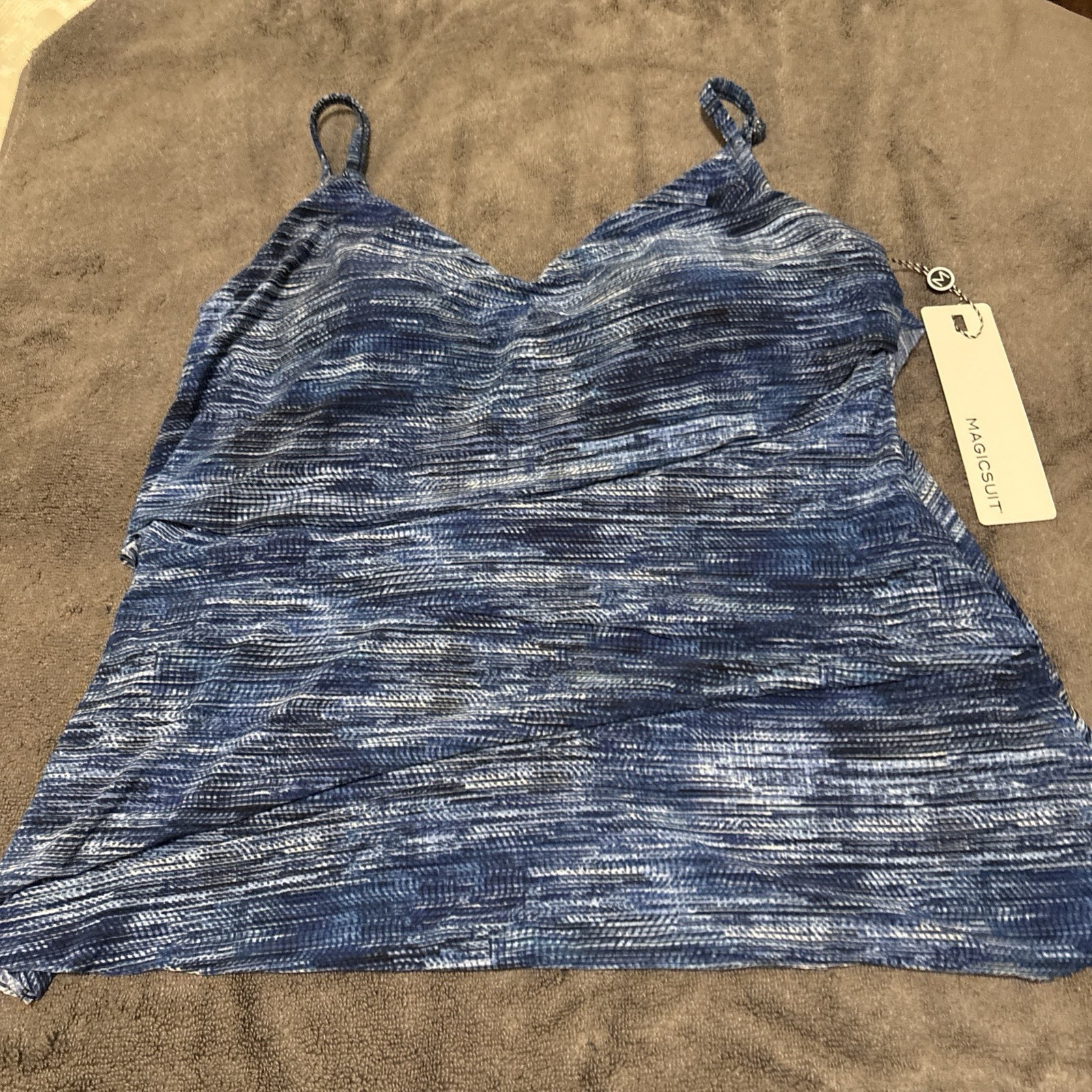 NWT Magicsuit by Miraclesuit Blue Jean Underwire Slimming Tankini Top Size 10