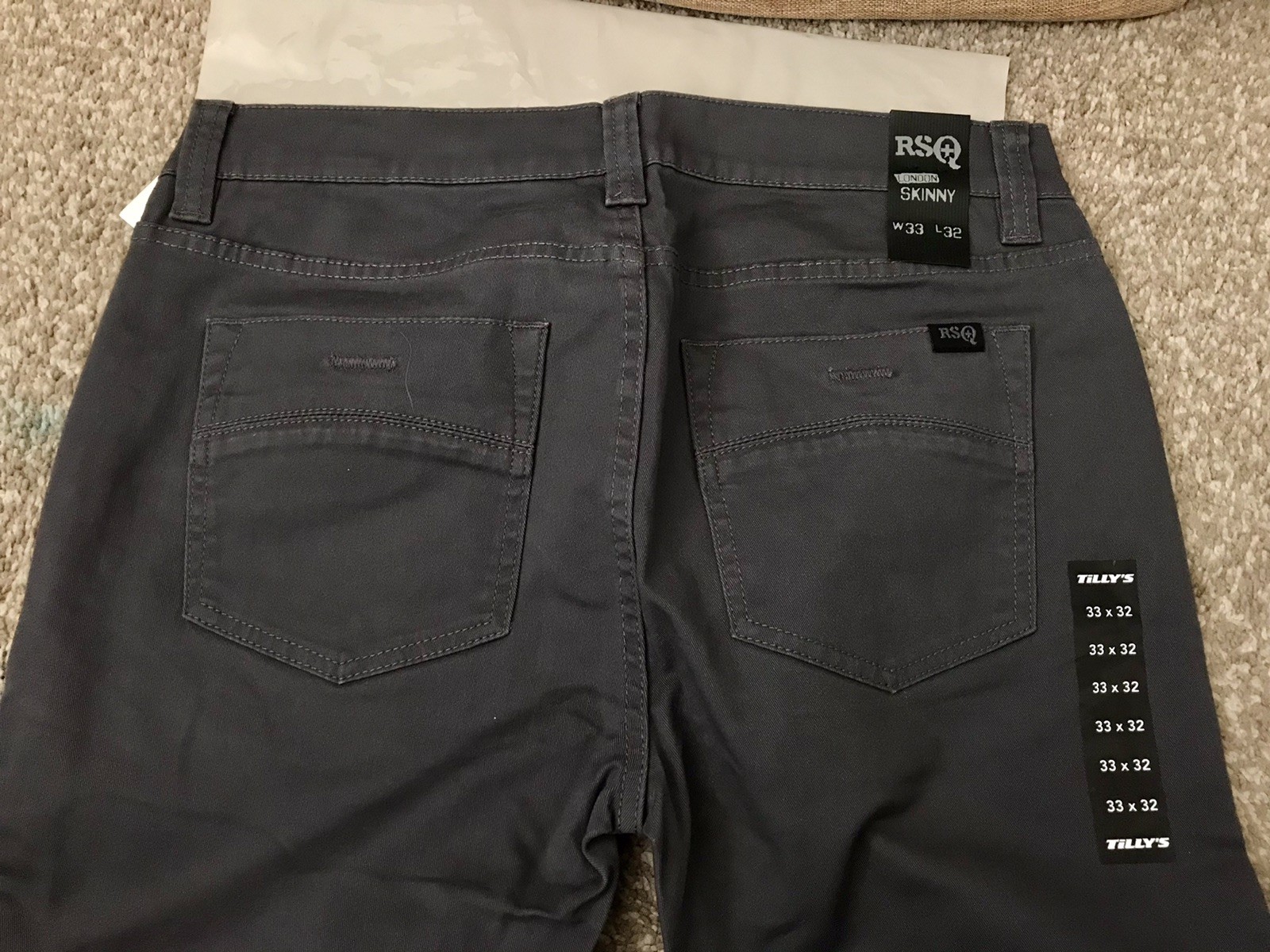RSQ Gray London Soft Skinny Stretch Jeans Men W33xL32