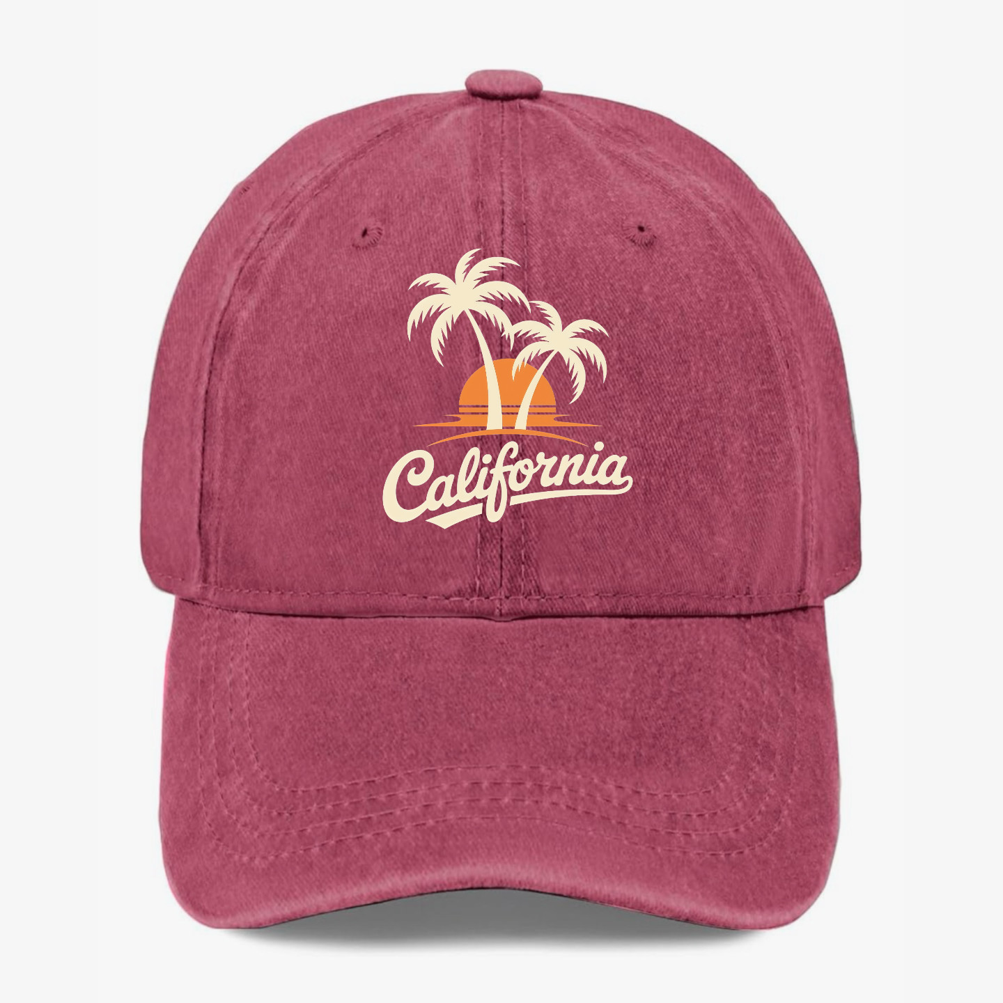 California Hat Palm Tree Sunset Vintage Baseball Cap Summer Beach Hat Adjustable