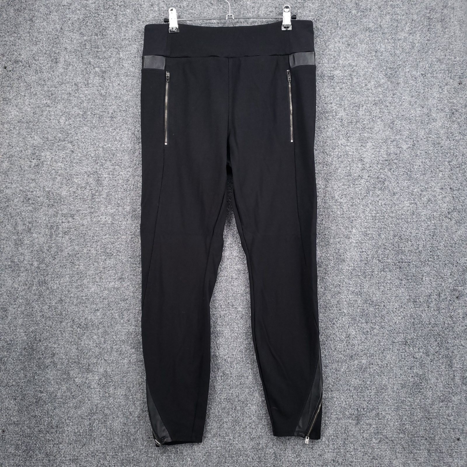 Athleta Zip Ankle Pull On Pants Womens L Large Black Stretch High Rise