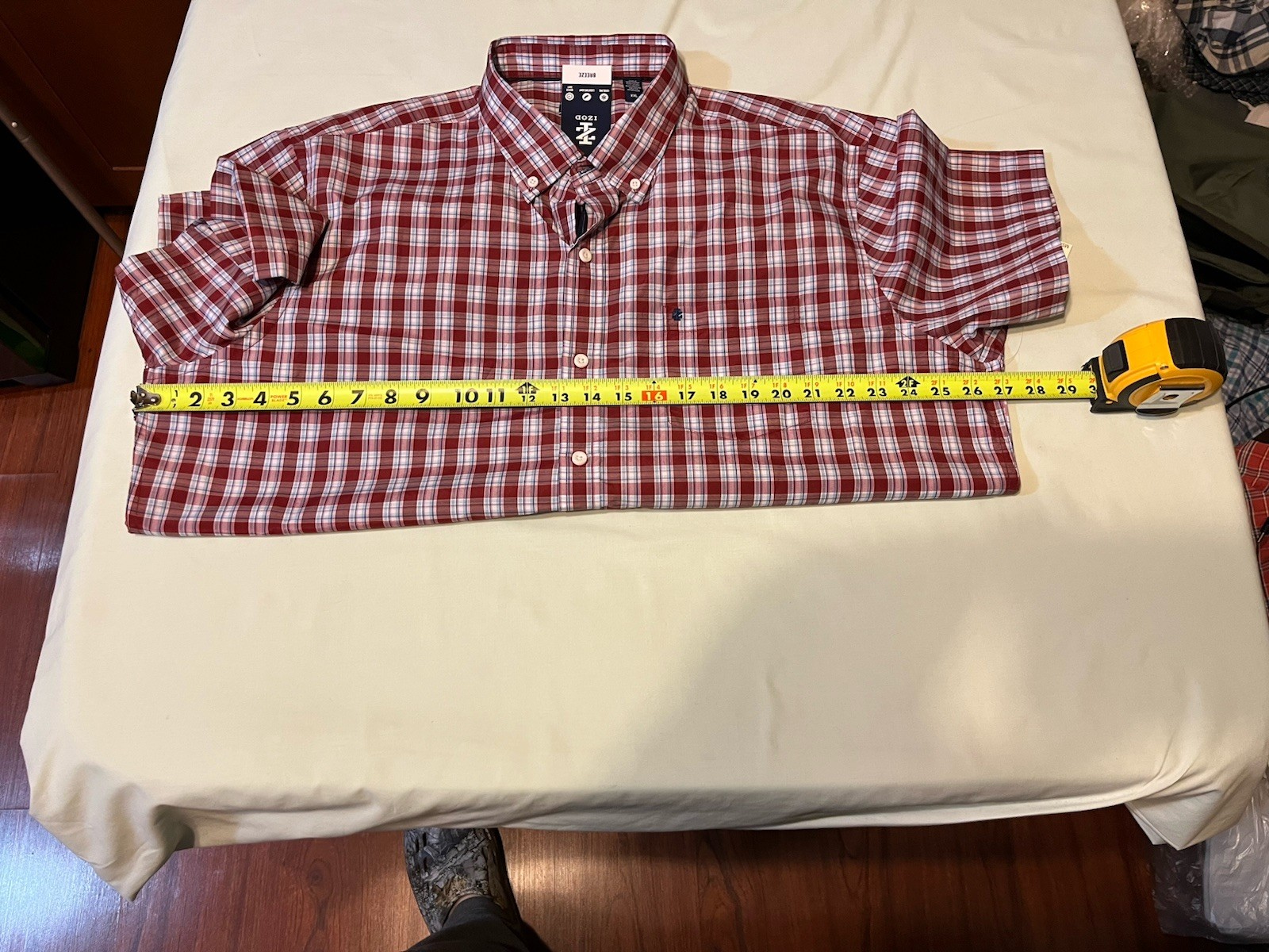 IZOD Men’s SS Button Down Breeze Shirt Red Blue Plaid XXL Cotton Poly – NWT