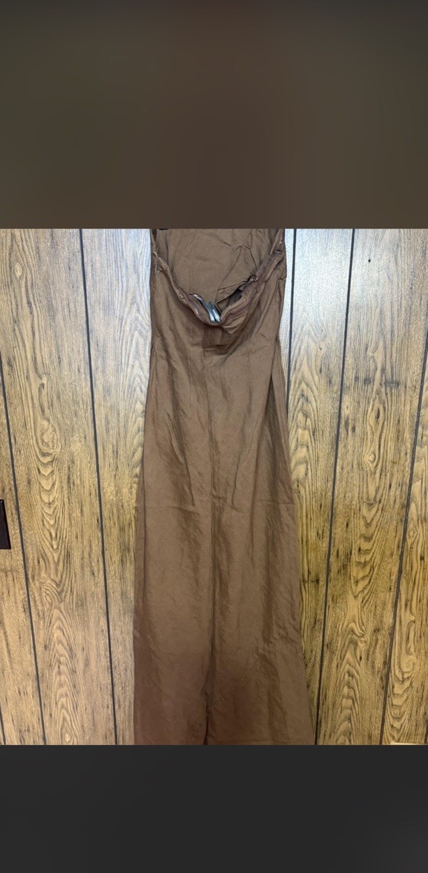 $342 Anthropologie XXS Brown Strapless Long Maxi Dress