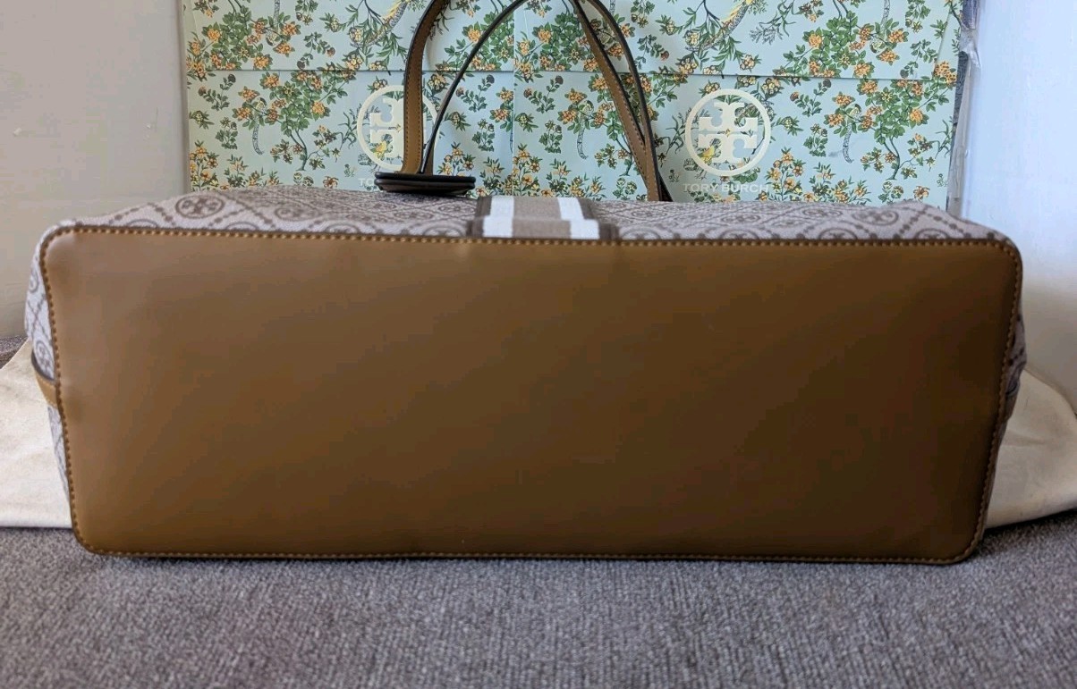 TORY BURCH T MONOGRAM CANVAS TOTE BAG size Large NWT