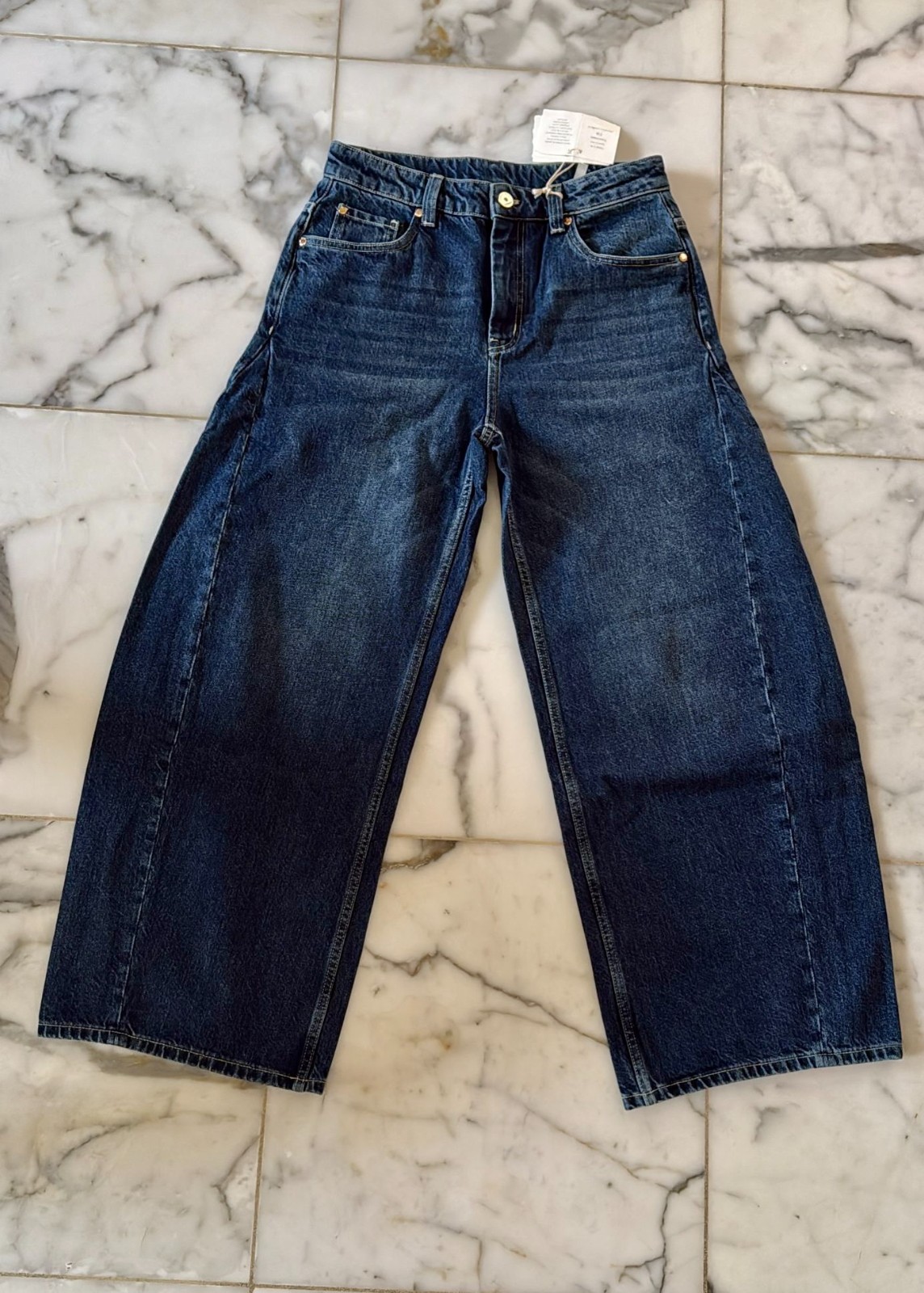 New! BRUNELLO CUCINELLI 100% COTTON WIDE BLUE JEANS PANTS SZ:USA 6