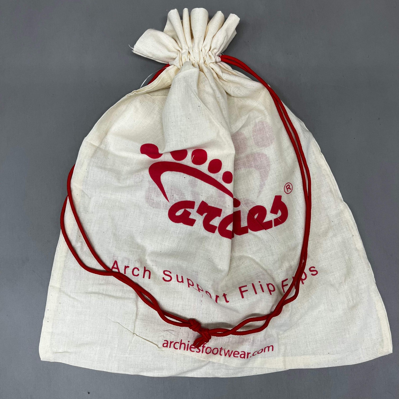ARCHIES 4-PACK! Cotton Carry Bags for Footwear Flip Flop Sandals 17″x14″ Tan (Ne