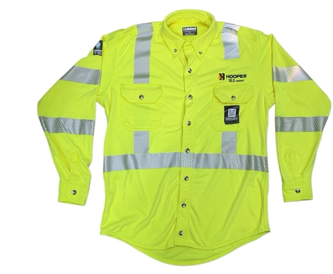 LAKELAND ANS/ISEA 107-2015 Type R Class 3 High Visibility Button-Up Shirt Large